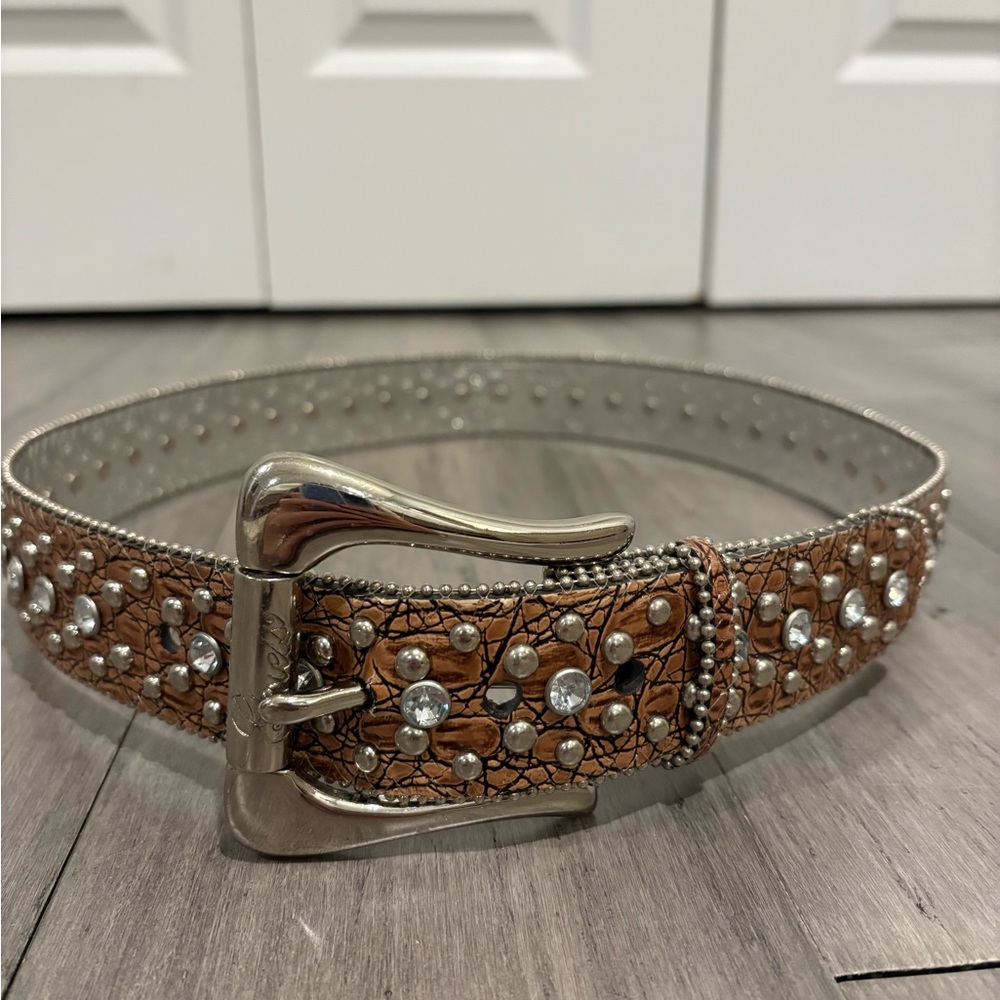 Guess Brown and Silver Embellished Women's Belt